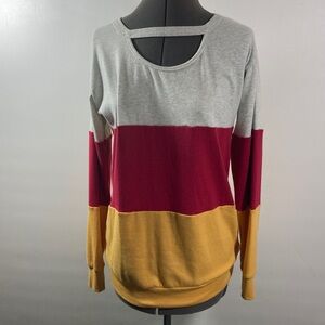 Color Block Sweat Shirt Women S Light Weight Soft Comfy